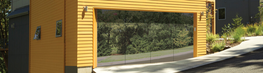 Model 8450 Aluminum Glass Garage Door Luminous™, Mirrored-Gray