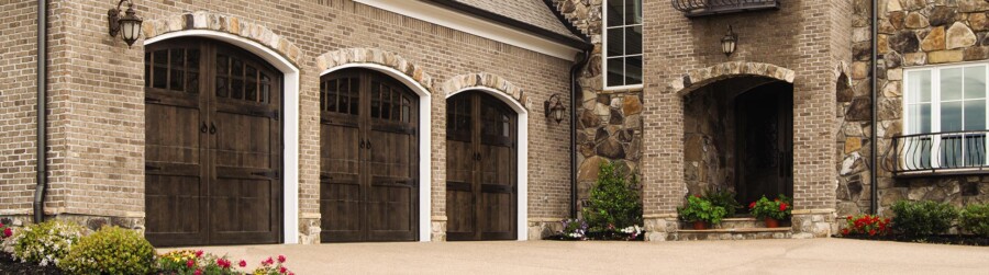 Custom Wood Garage Door - Stain, 16 Lite Arched