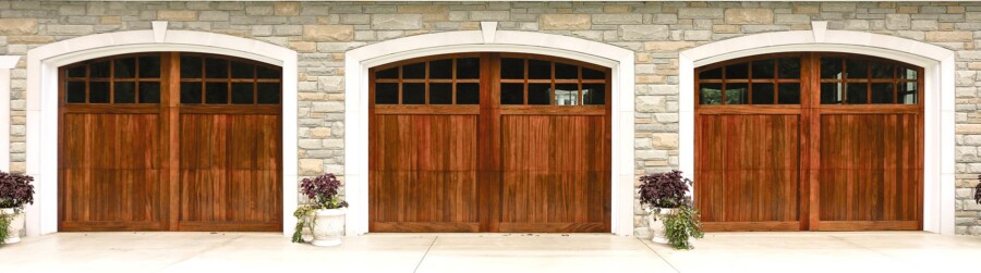Custom Wood Garage Door - Grooved, 16 Window Arched