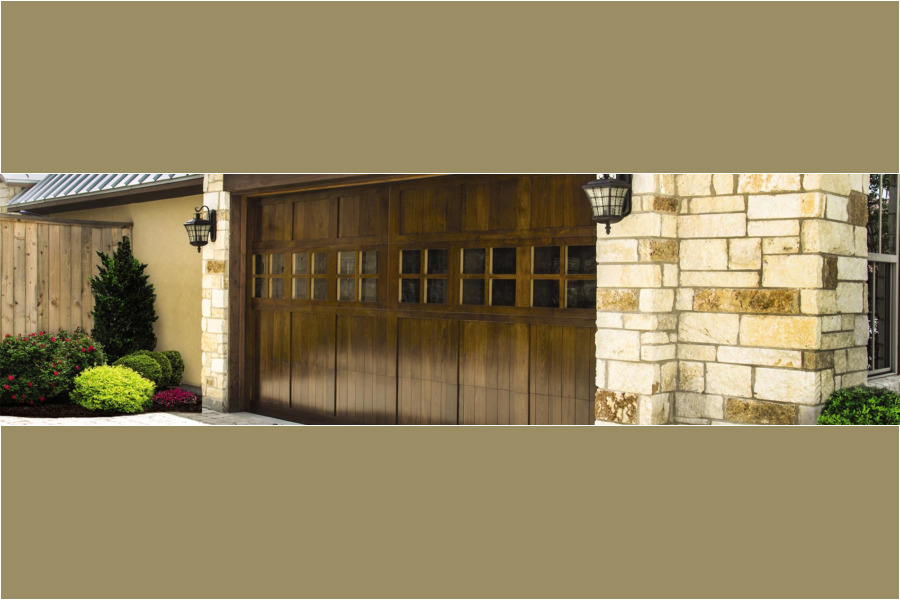 Custom Wood Garage Door - Grooved, Divided Windows